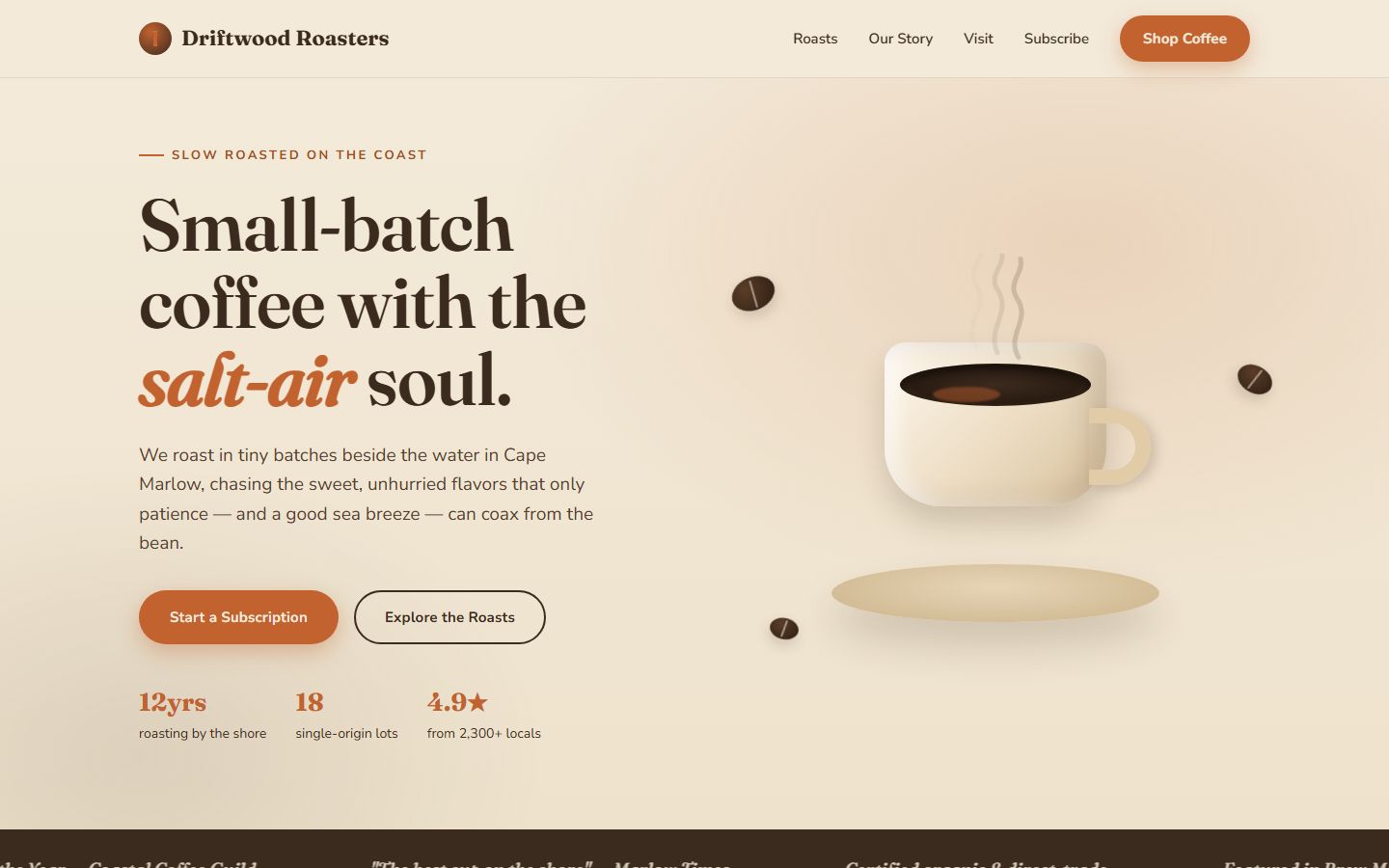 Driftwood Roasters — specialty coffee site