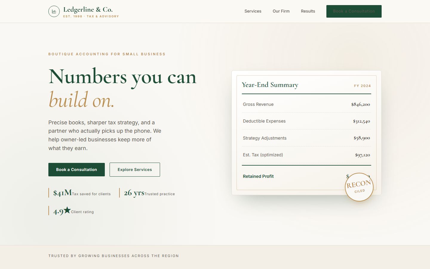 Ledgerline & Co. — accounting firm site
