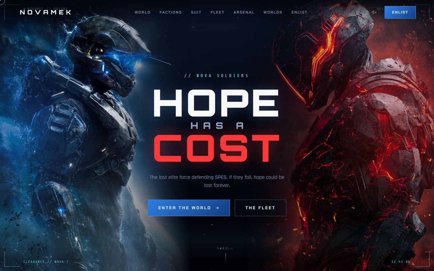 Novamek — Nova Soldiers game landing page