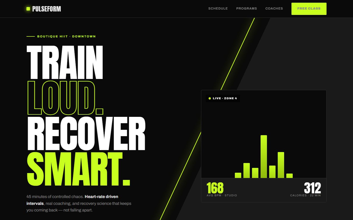Pulseform — boutique fitness studio site